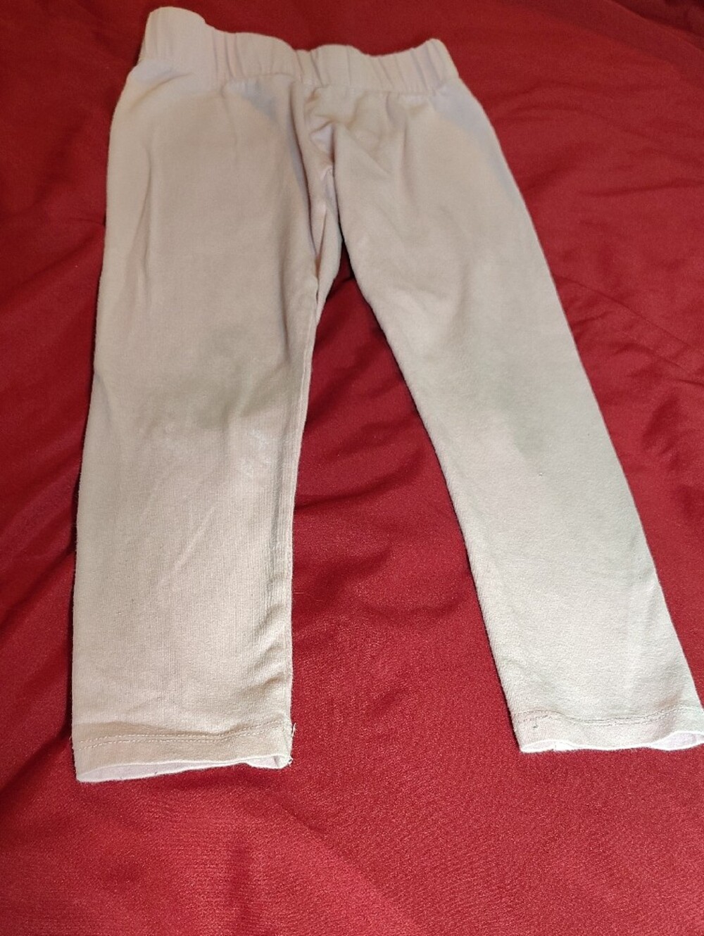 Lot Of 4 Girls Leggings- 2 Denim, Pale Pink & Red Stripe - Picture 8 of 11